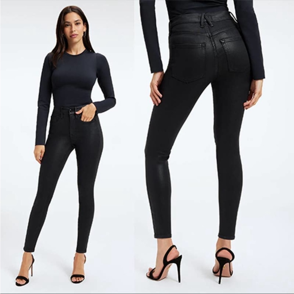 Good American Black Straight Leg Jeans
